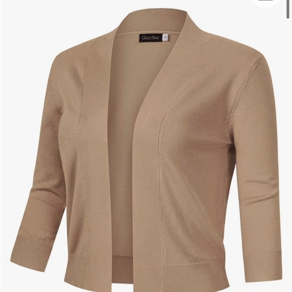 Camel Cropped Cardigan 3/4 Sleeve XXL - Picture 2 of 4